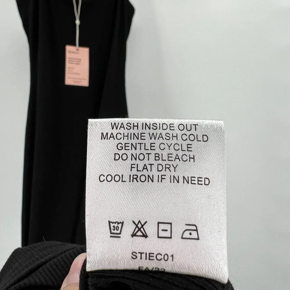 Quince Women’s Black Tencel Rib Knit Maxi Slip Dress sz XS NWT Sleeveless Long - Picture 5 of 8
